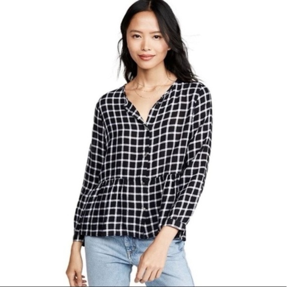 Rails Celeste Check Button-front Top In Onyx White Check Size Medium